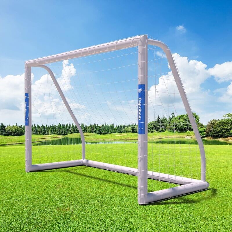 Soccer Goal 10' x 6.5' with 2 Nets Weatherproof UPVC Frame, Ground for Kids and Adults