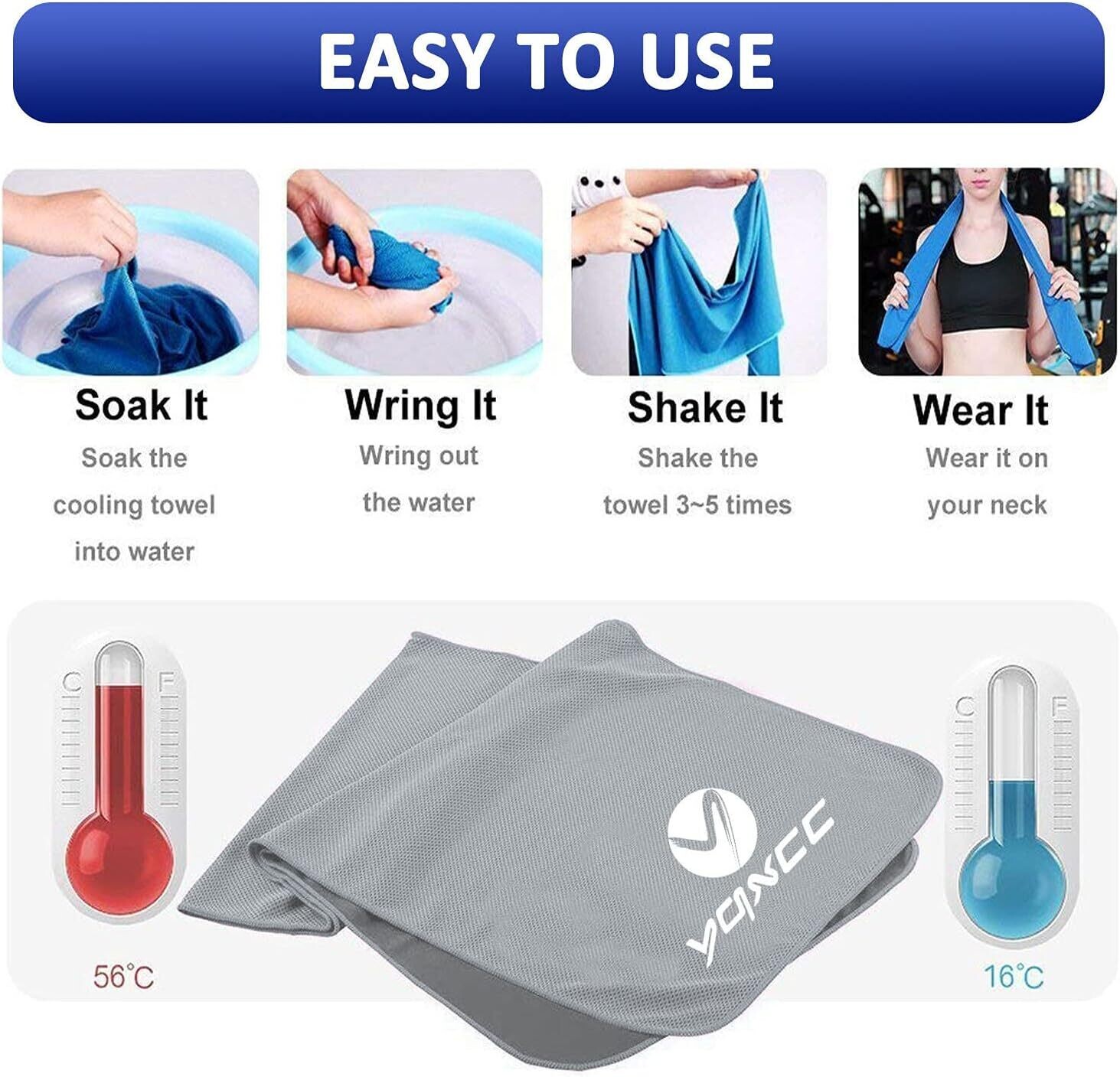 Cooling Towel (47"x12") Ice Towel for Neck