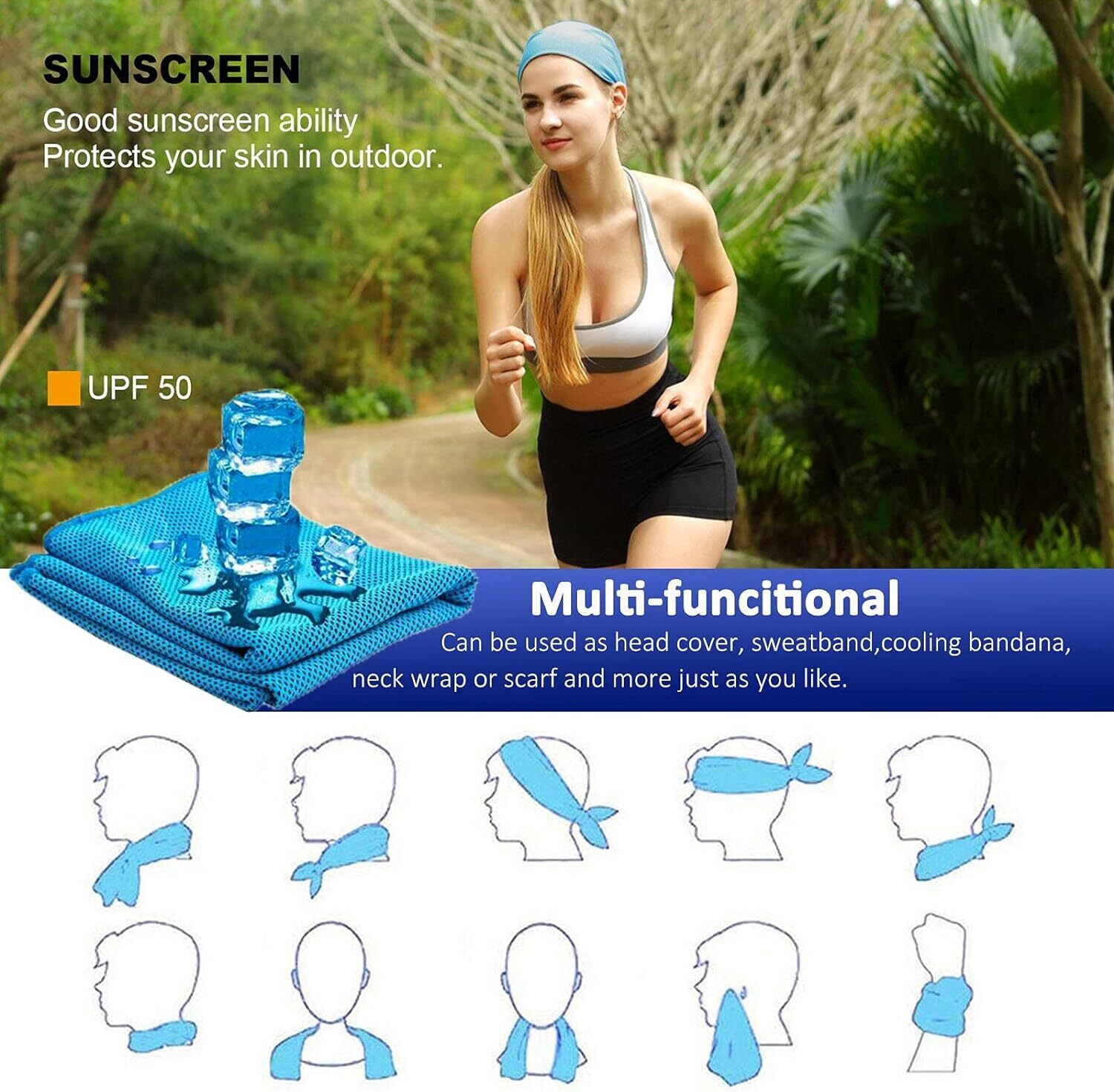 Cooling Towel (47&quot;x12&quot;) Ice Towel for Neck