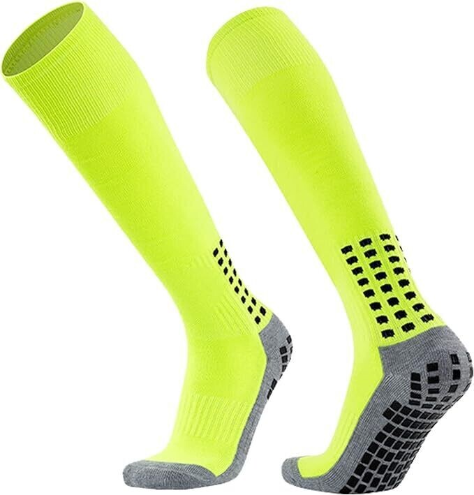 Soccer Sock with Grip, Non-Slip Knee High Compression Fit 6-11 (1-pair) Yellow