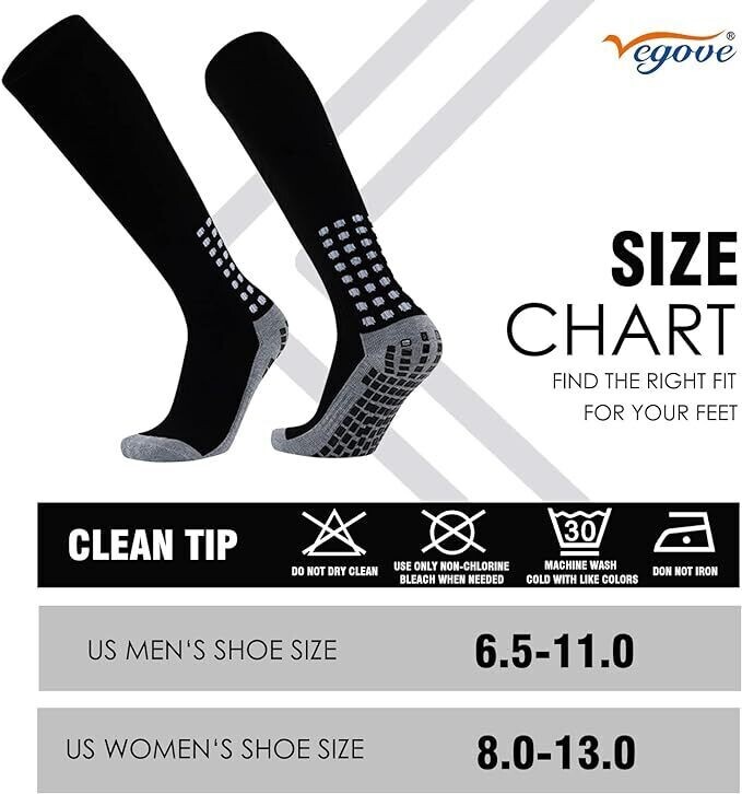 Soccer Sock with Grip, Non-Slip Knee High Compression Fit 6-11 (1-pair) Yellow