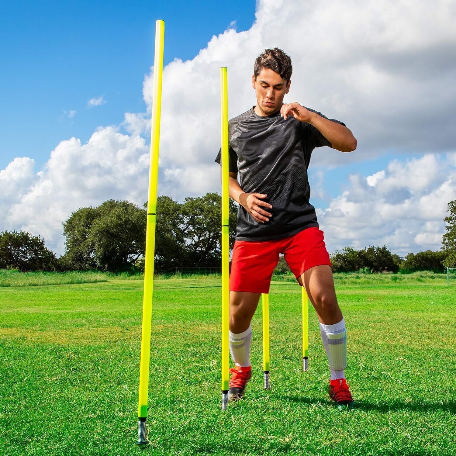Champion Sports APSET Outdoor 4 Pole 66&#39;&#39; Agility Set, Yellow