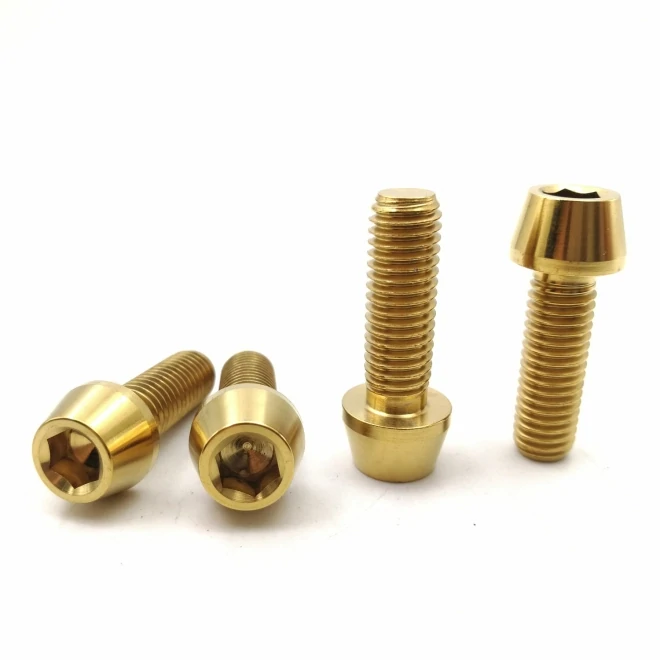 Omega M5x16mm Gold 4pcs Titanium Ti Allen Taper Cone Hex Head Bolts