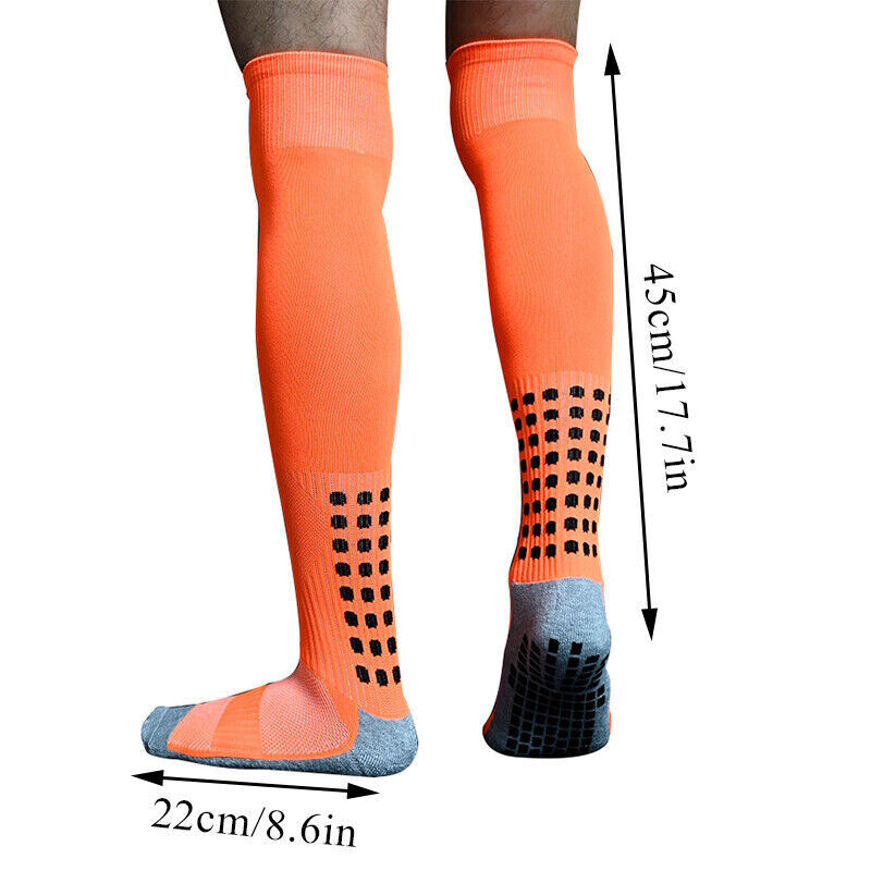 KN Soccer Sock with Grip, Non-Slip Knee High 6-11 (1-pair) Orange