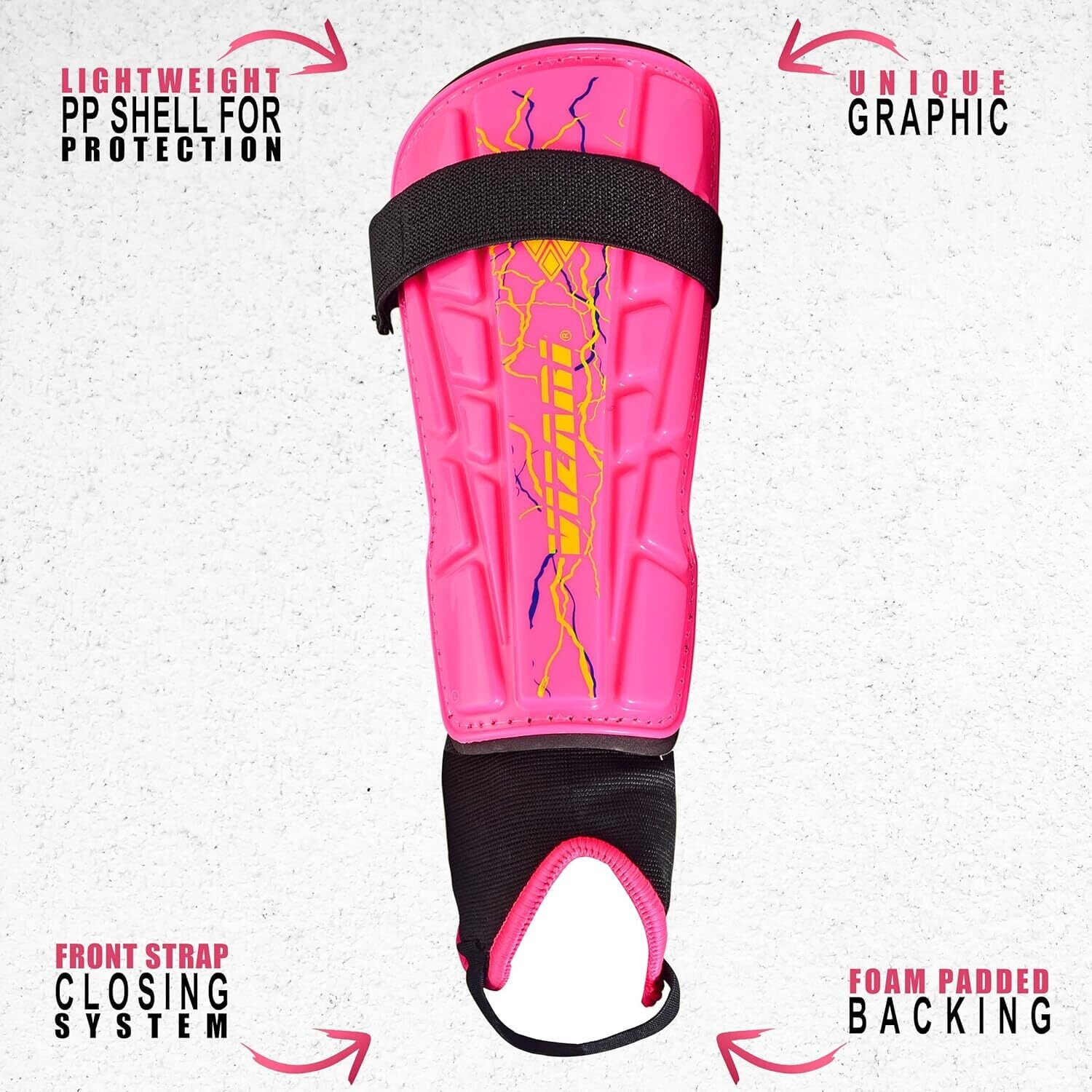 Vizari Zodiac Soccer Shin Guards | Lightweight &amp; Durable PP Shell | Detachable Ankle Protection Pink