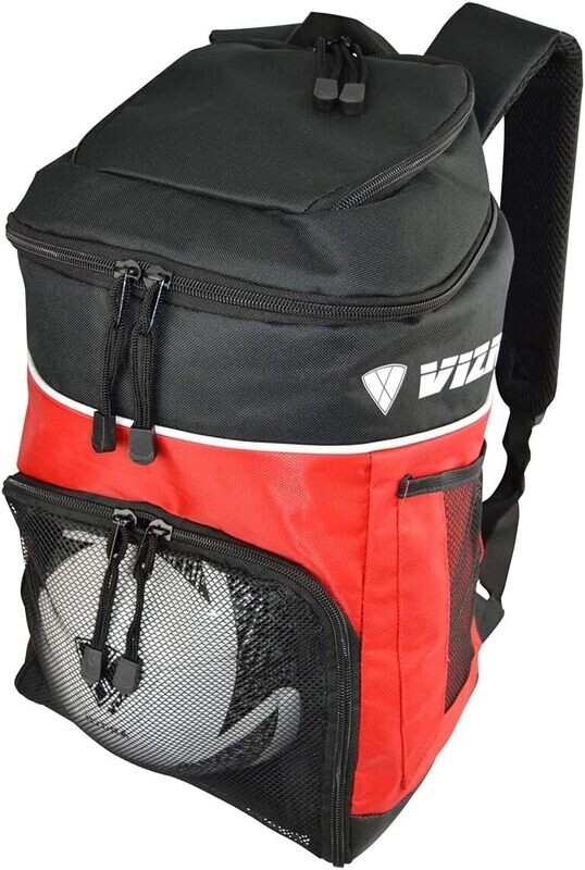 Vizari Titan Soccer Backpack With Ball Compartment and Vented Ball Pocket Red