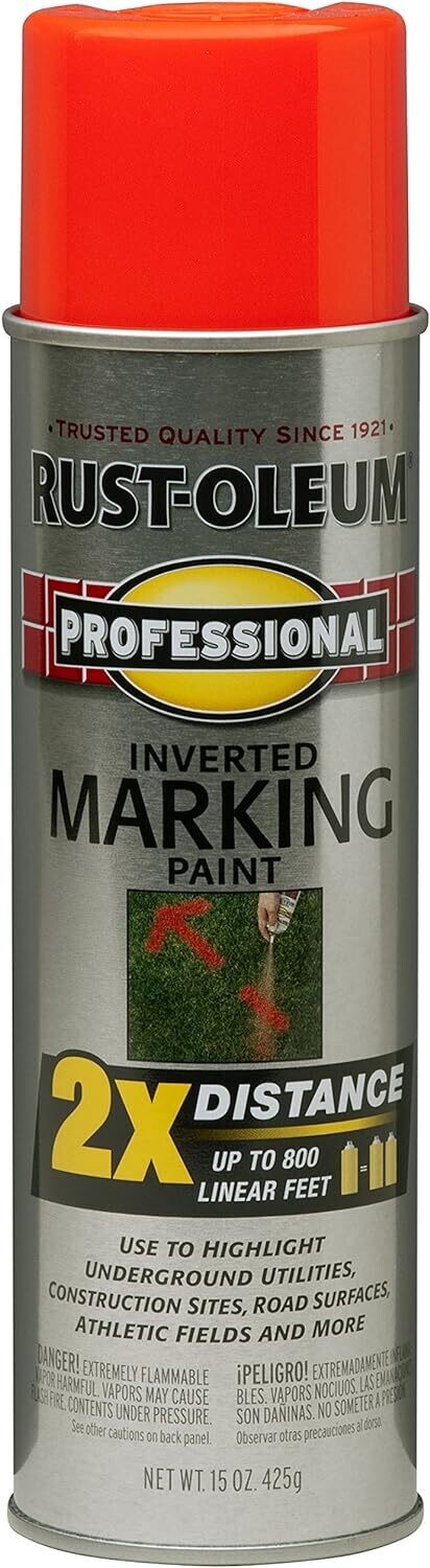 Rust-Oleum Professional Field Spray Paint, 15 oz, Fluorescent Red-Orange,