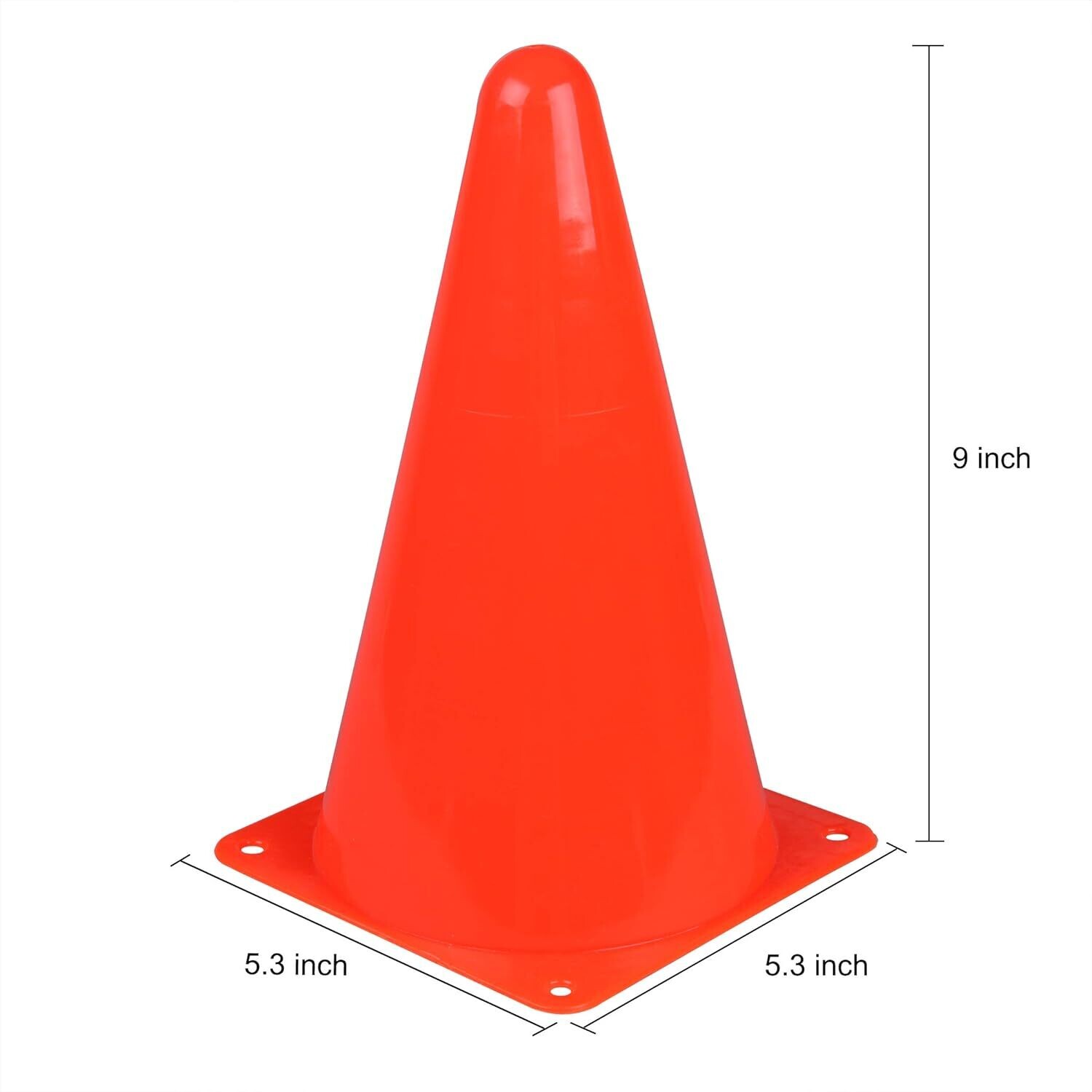 Agility Training 9&#39;&#39; Inch Cones Orange 10-Pcs