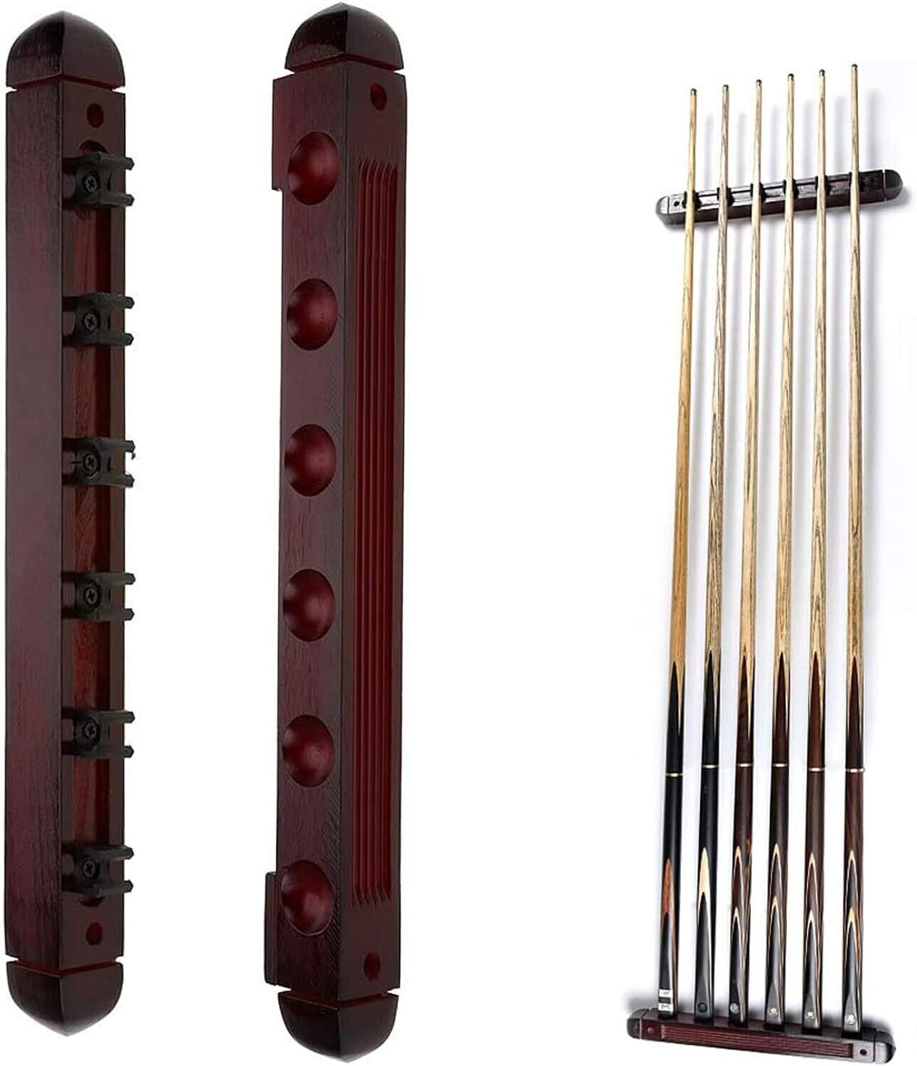 Billiards  Pool Stick Holder Wall Mount Wooden 6-Stick