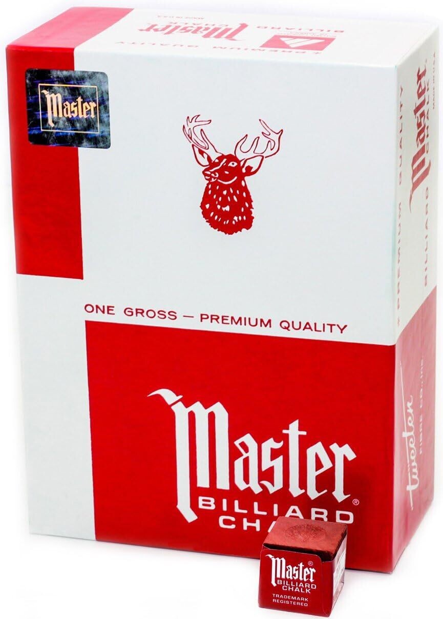 Master Billiard/Pool Cue Chalk, Gross Box, 144 Cubes