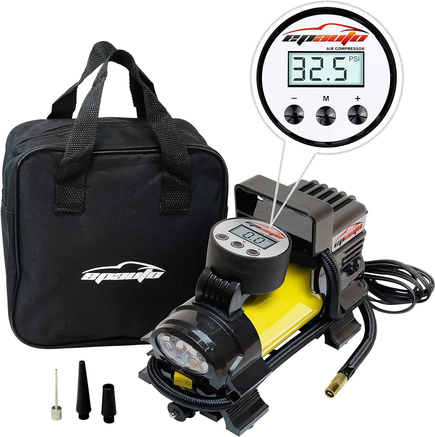 12V DC Portable Air Compressor Pump, Digital Tire Inflator