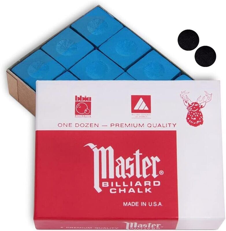 Master Billiard Pool Cue Chalk Premium Quality Blue - 1 Dozen