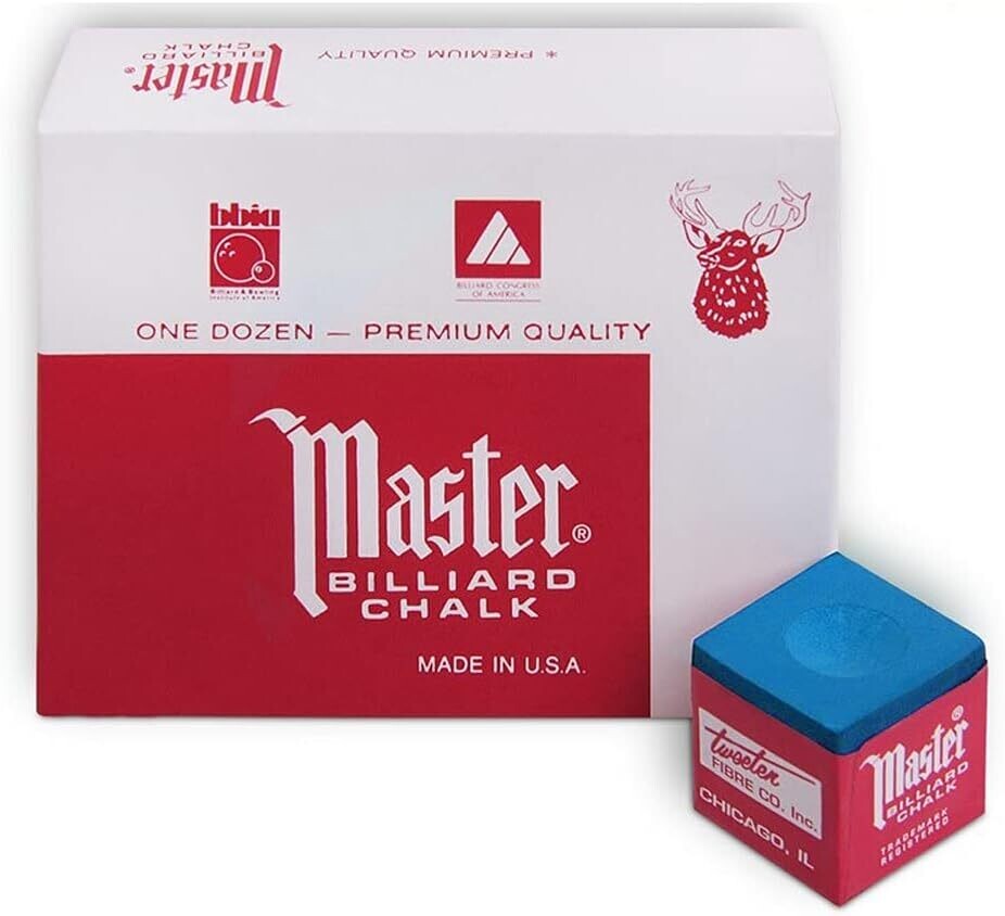 Master Billiard Pool Cue Chalk Premium Quality Blue - 1 Dozen