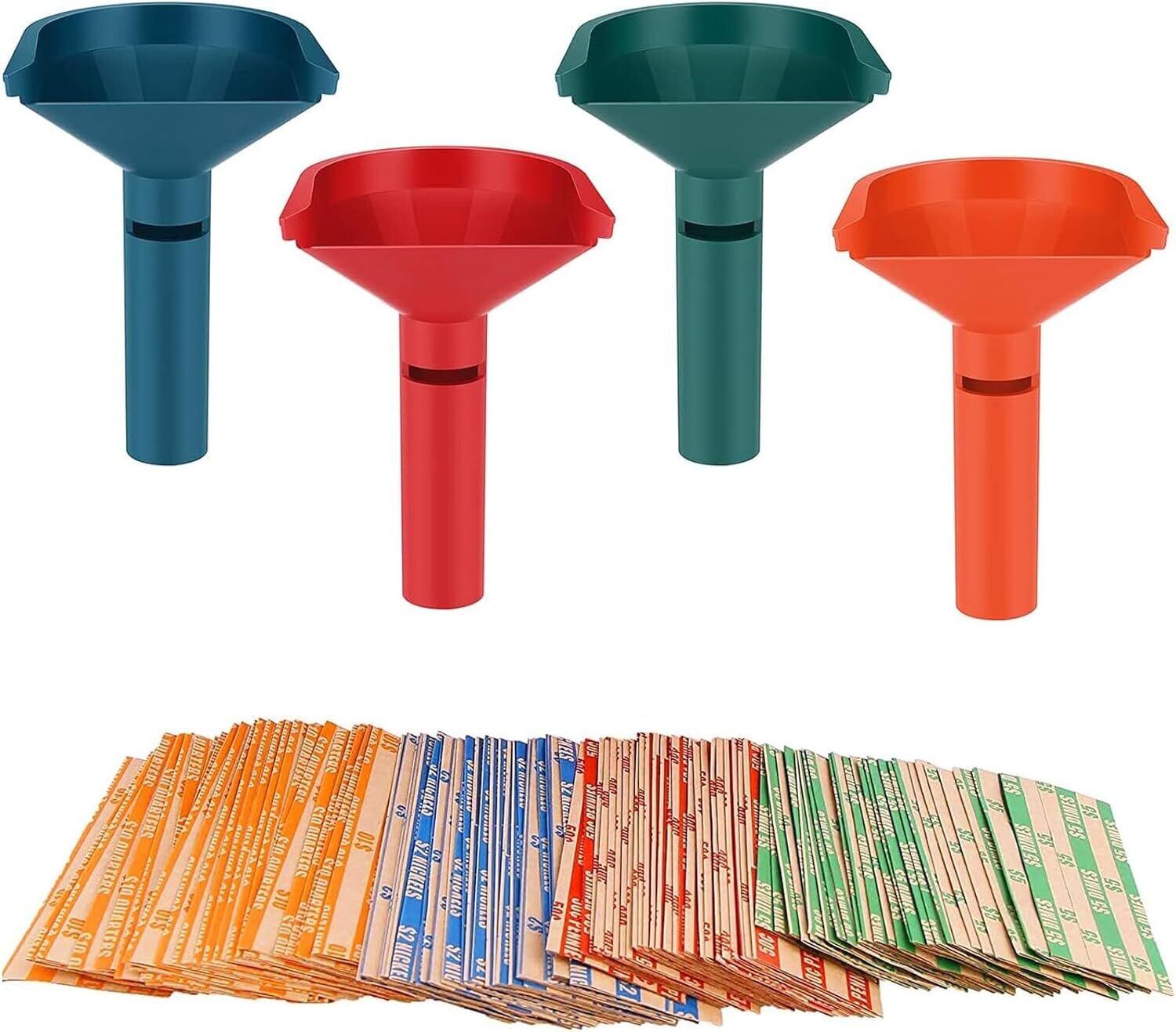 Coin Sorter 4 Color-Coded Coin Counters Tubes