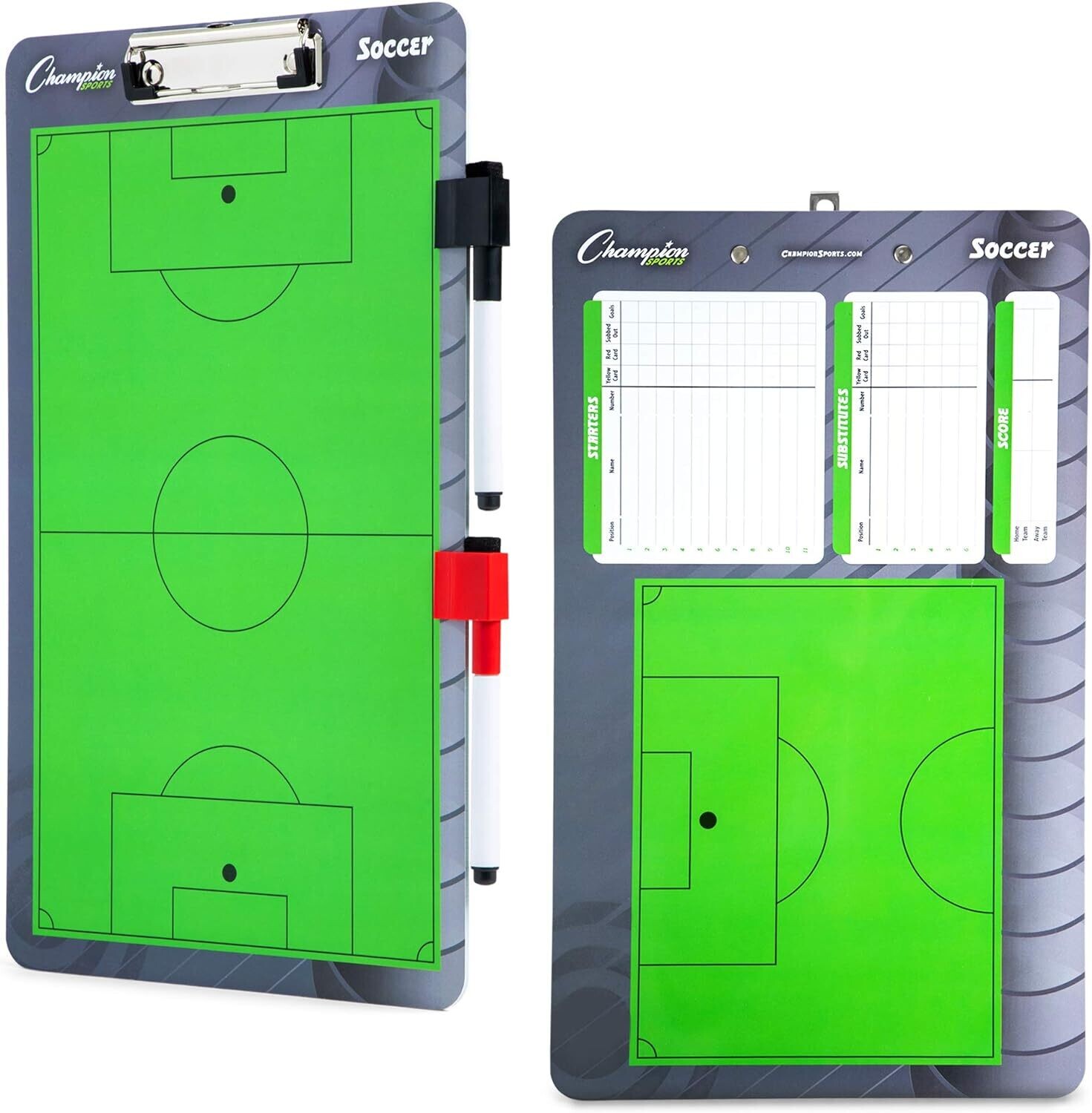 Champion Sports Dry Erase Board For Coaching - Whiteboards for Strategizing, Techniques, Plays - 2-Sided Boards with Front Side Full Field - Backside Half Field and Lineup