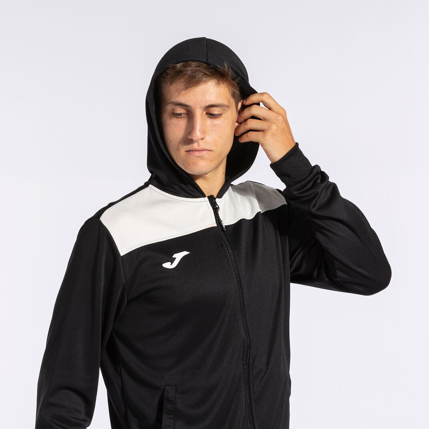 JOMA HOODED JACKET TRACKSUIT MAN PHOENIX II BLACK WHITE