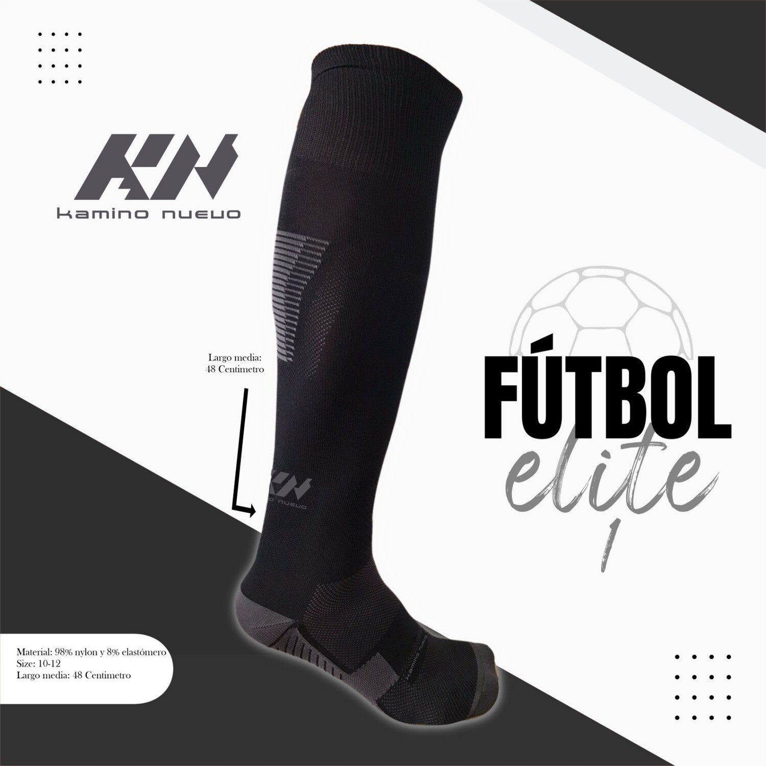 KN Non-Slip Compression Socks 10-13 (1-pair) Black
