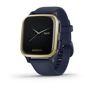 Venu® Sq – Music Edition, Light Gold Aluminum Bezel with Navy Case and Silicone Band