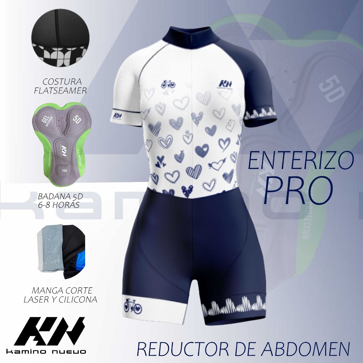 Kamino Nuevo Lady Skinsuit Pro White Blue Heart