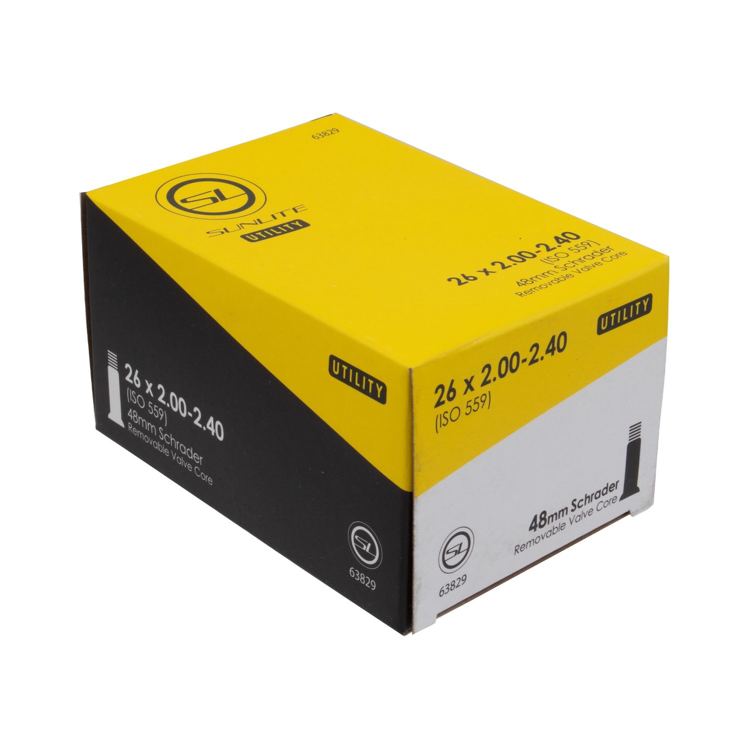 Sunlite Utili-T Standard Schrader Valve Tubes 26x2.00-2.40 Schrader 48mm