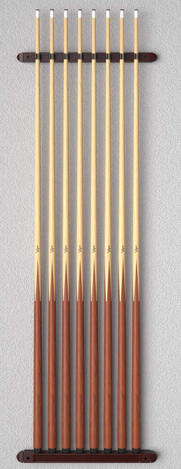 BILLIARDS POOL STICK HOLDER WALL MOUNT WOODEN 8-STICK