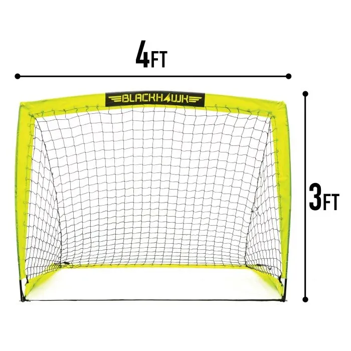 Franklin Sports Blackhawk Soccer Goal 4&#39;X3&#39;&#39; Portable Adult + Kids Soccer Goal Black Yellow