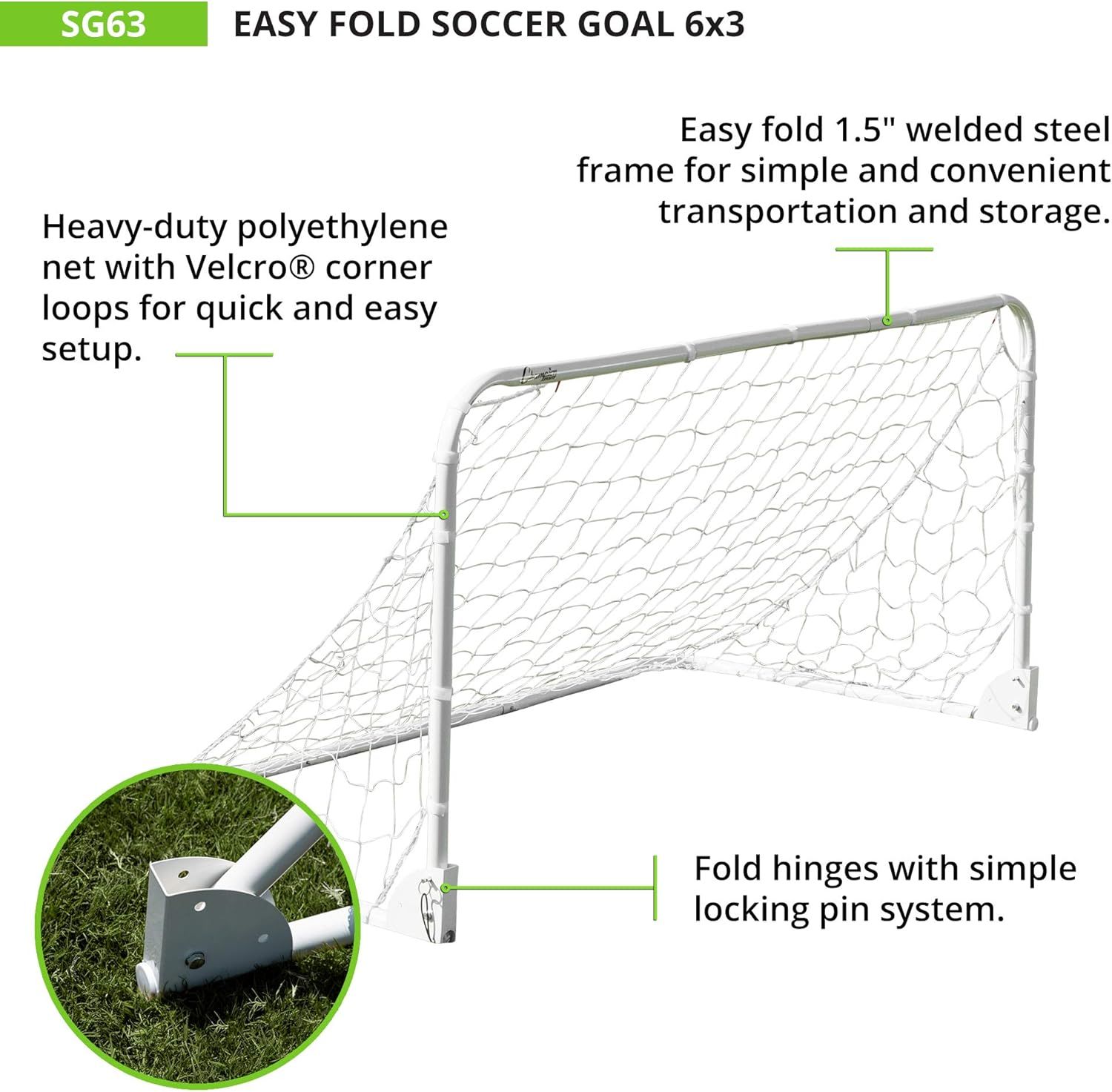 Champion Sports Easy Fold Soccer Goal 6'x3'
