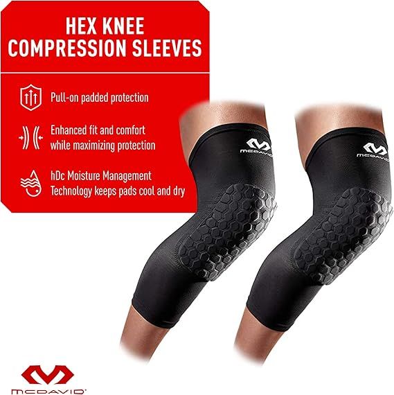 McDavid Knee Compression Sleeves:  Hex Knee Pads Compression Leg Sleeve for Basketball, Volleyball, Weightlifting, and More - Pair of Sleeves