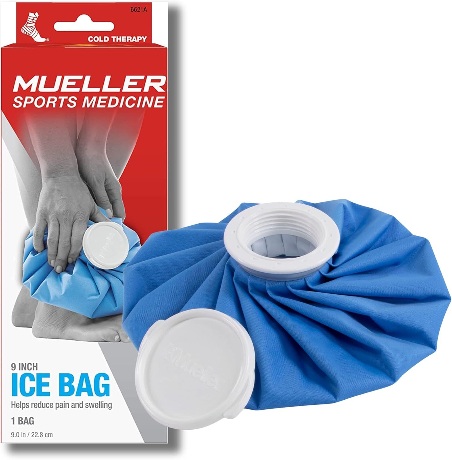 MUELLER Sports Medicine Reusable Ice Pack, Cold Bag for Injuries and Pain Relief, Cold Therapy, Blue, 9 Inch Bag