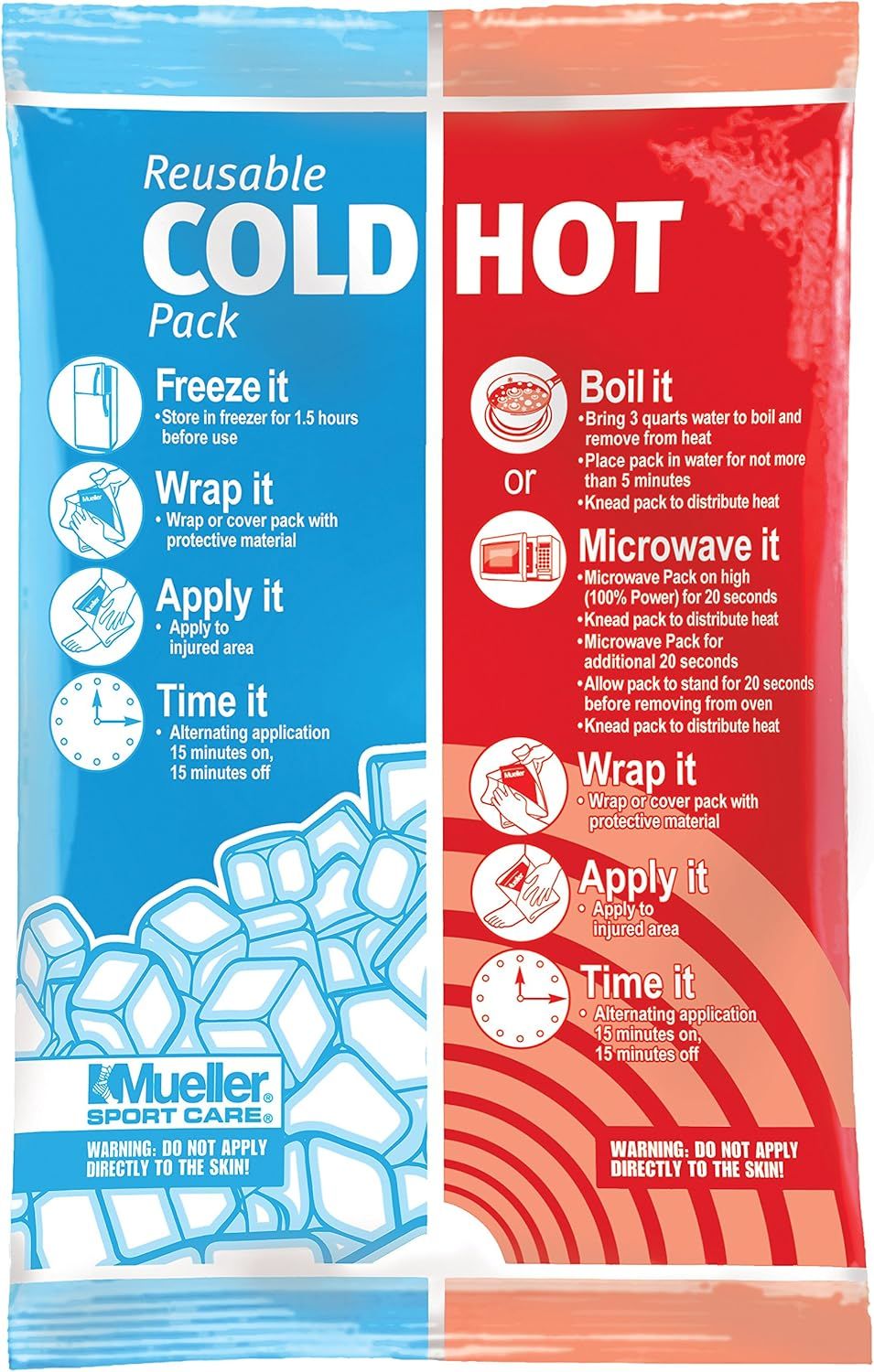 MUELLER Sports Medicine Reusable Fabric Cold/Hot Pack, Ideal for Treatment of Minor scrapes, Bruises, Aches, Sprains and Headaches, Heat/Cold Compression Therapy 6&#39;&#39;X9&#39;&#39;