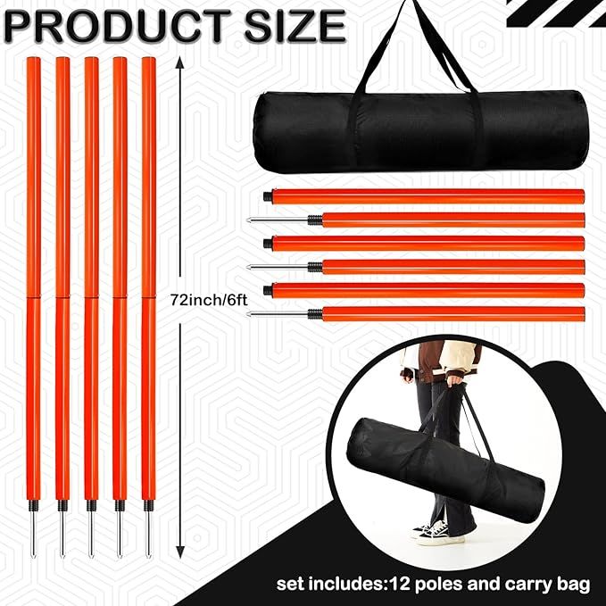 Sports Outdoor Agility Poles 6ft. Orange 5-Pcs
