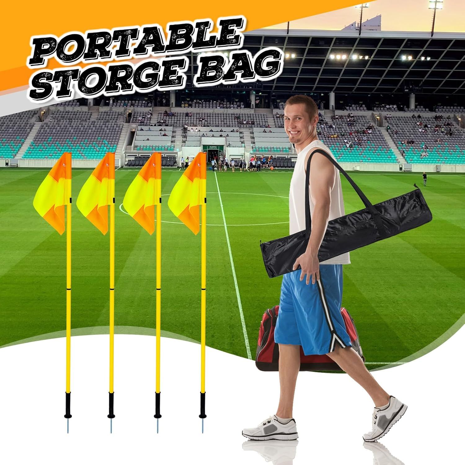 Soccer 5ft. 4-Poles Corner Flags Set