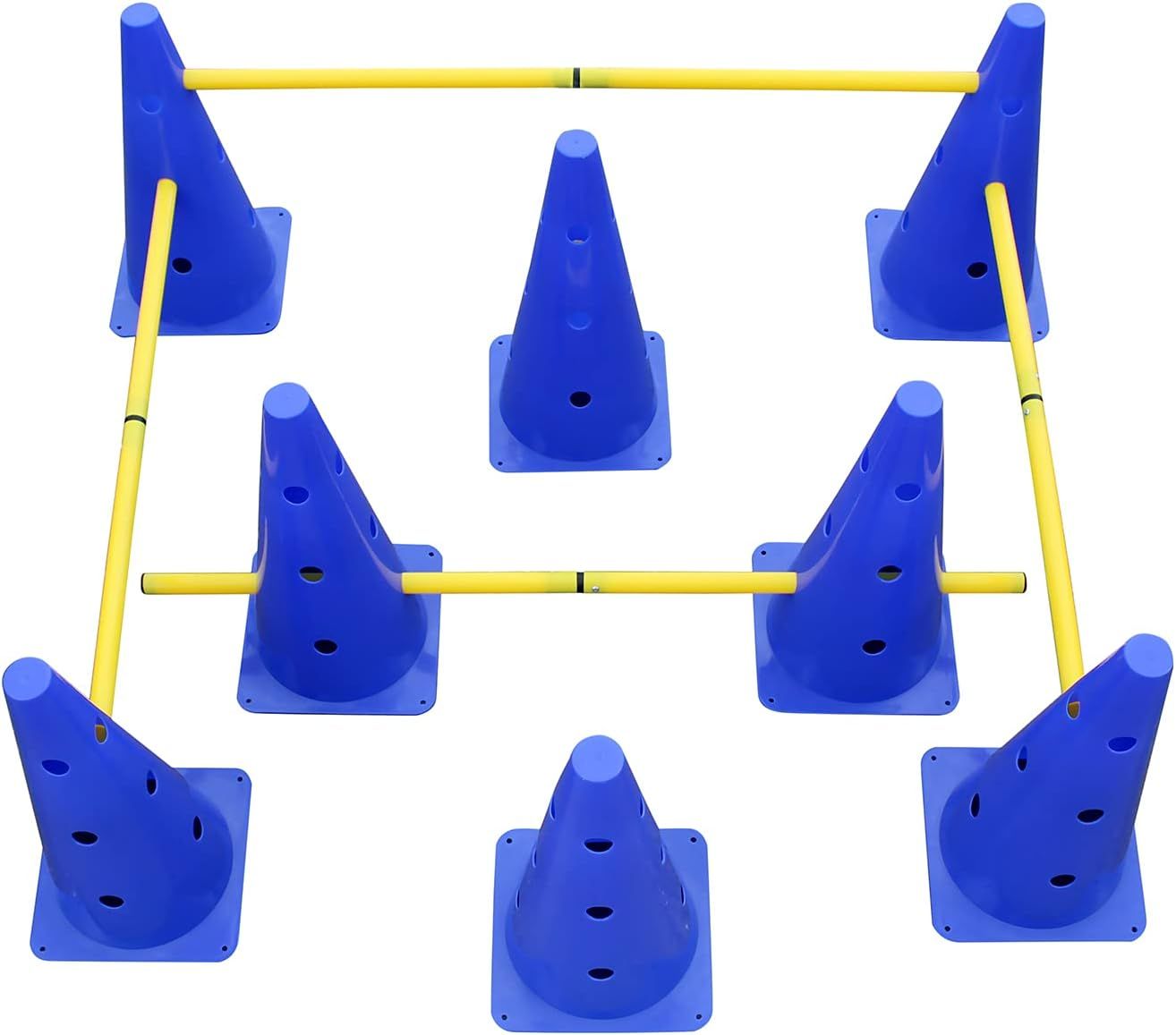Training Set of 4 Poles 40&#39;&#39; / 8 Cones 12&#39;&#39; Yellow