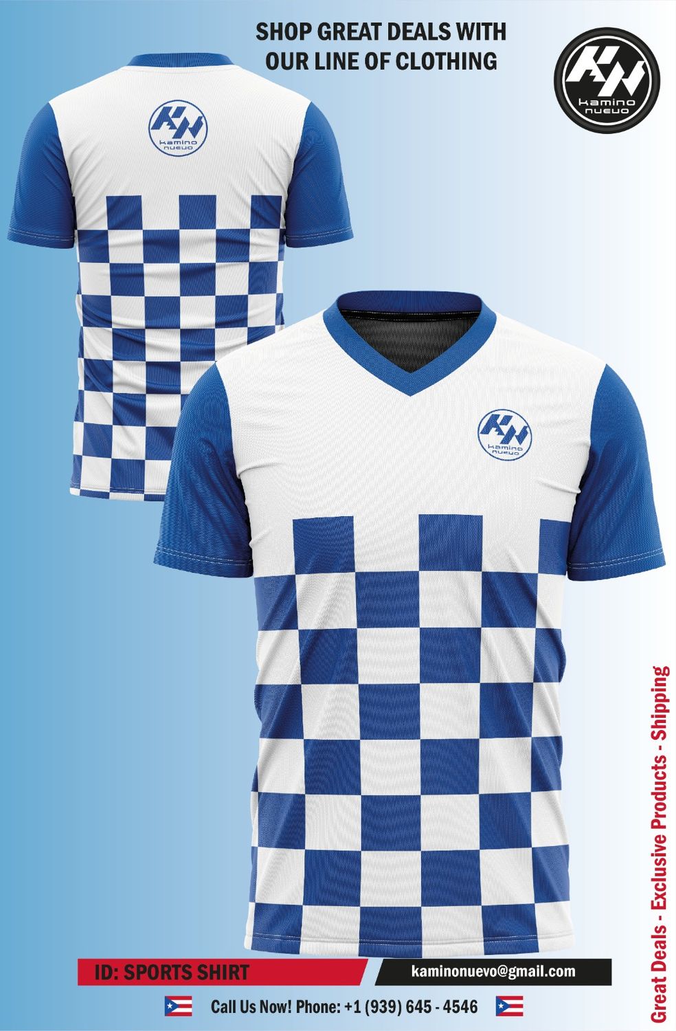 KN SPORT TSHIRT CHECKER BLUE