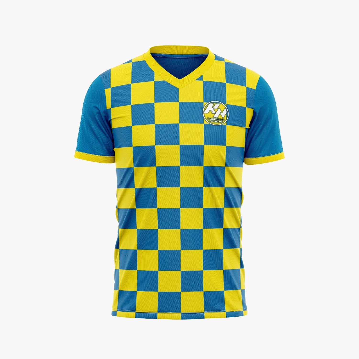 KN SPORT TSHIRT FULL CHECKER BLUE YELLOW