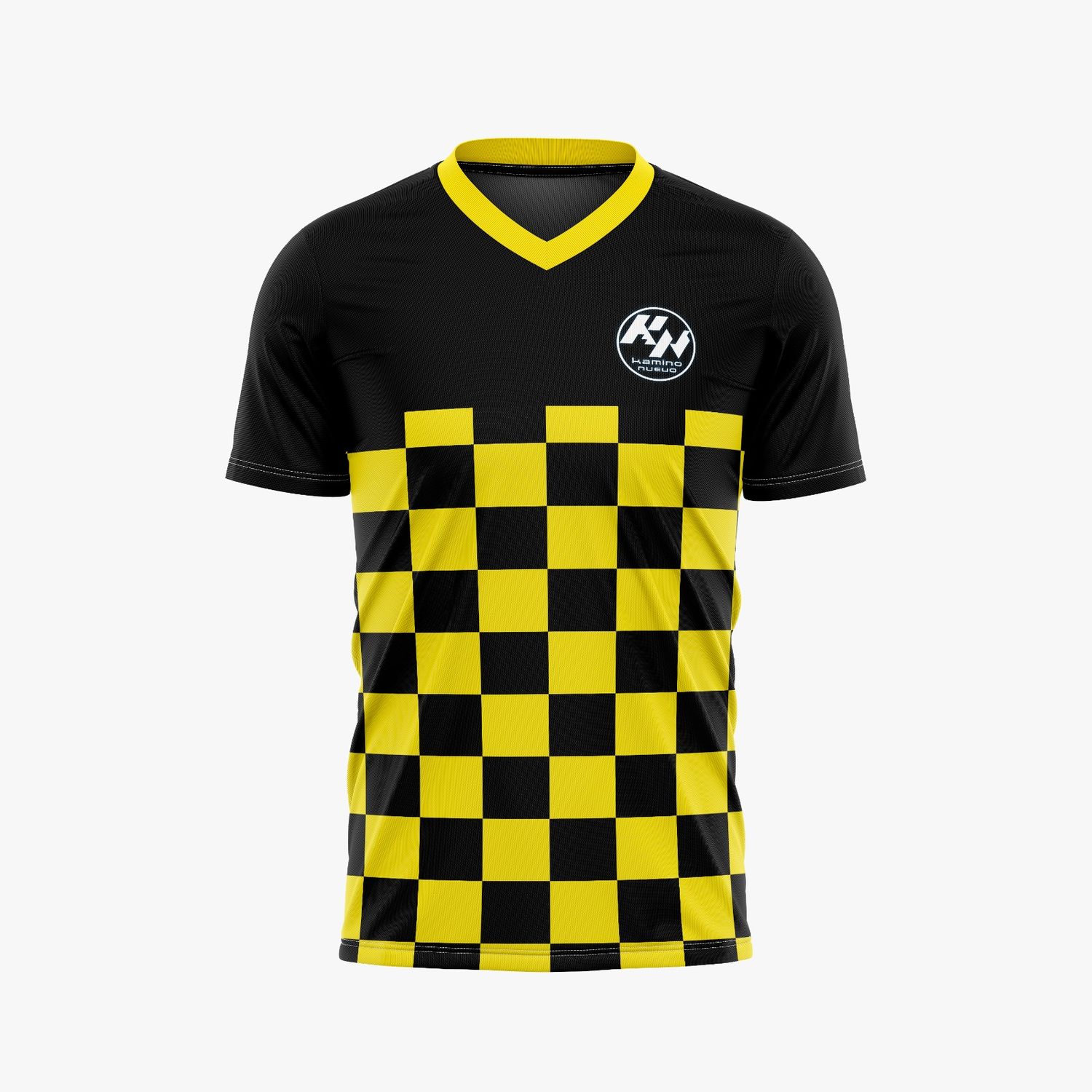 KN SPORT TSHIRT YELLOW CHECKER BLACK TOP