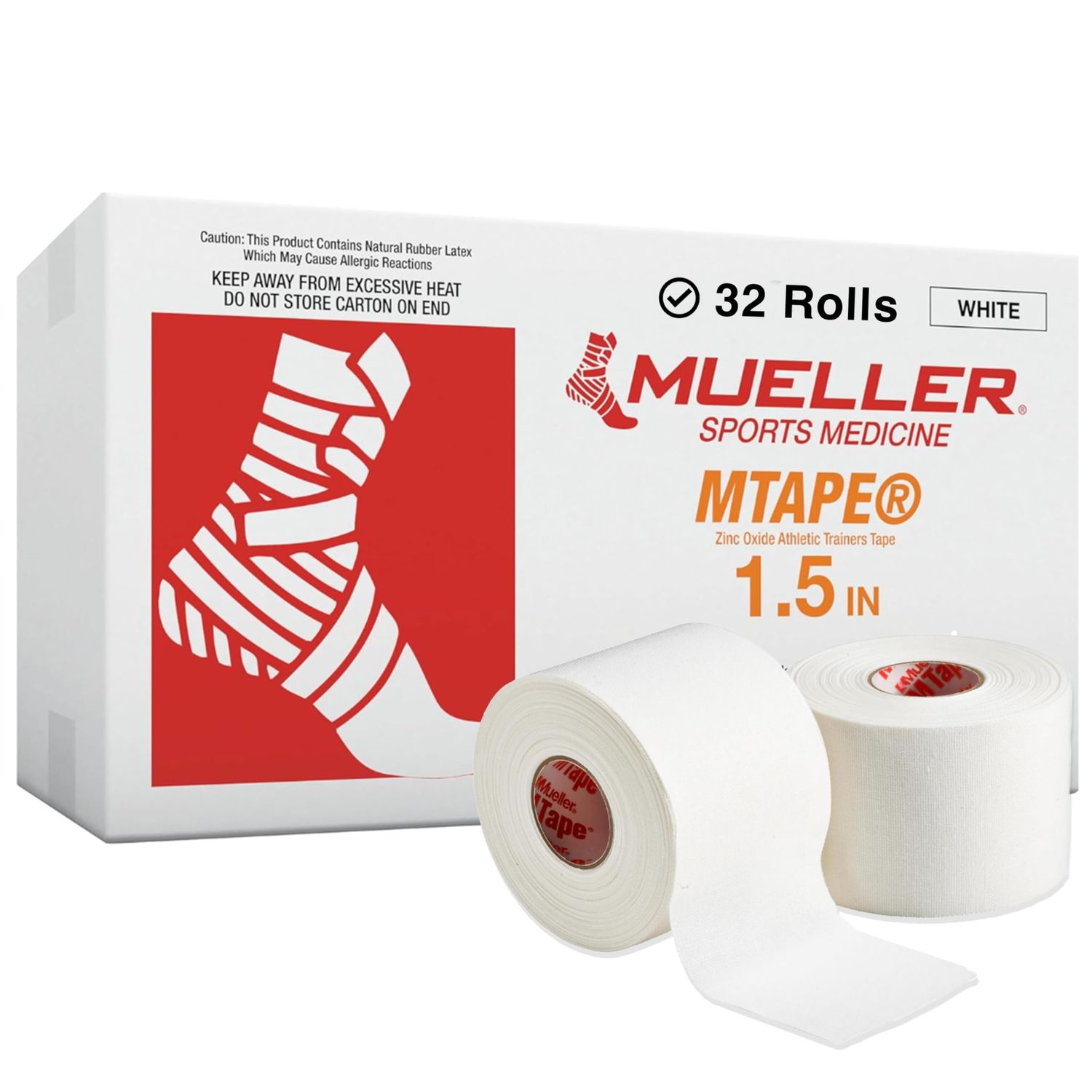 Mueller MTape Athletic Tape, White, 1.5&quot; x 15 yards