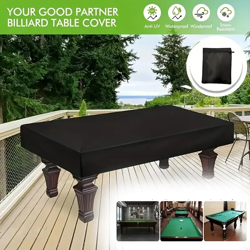 Billiard Table Cover, Polyester Oxford Fabric, Black, 9ft
