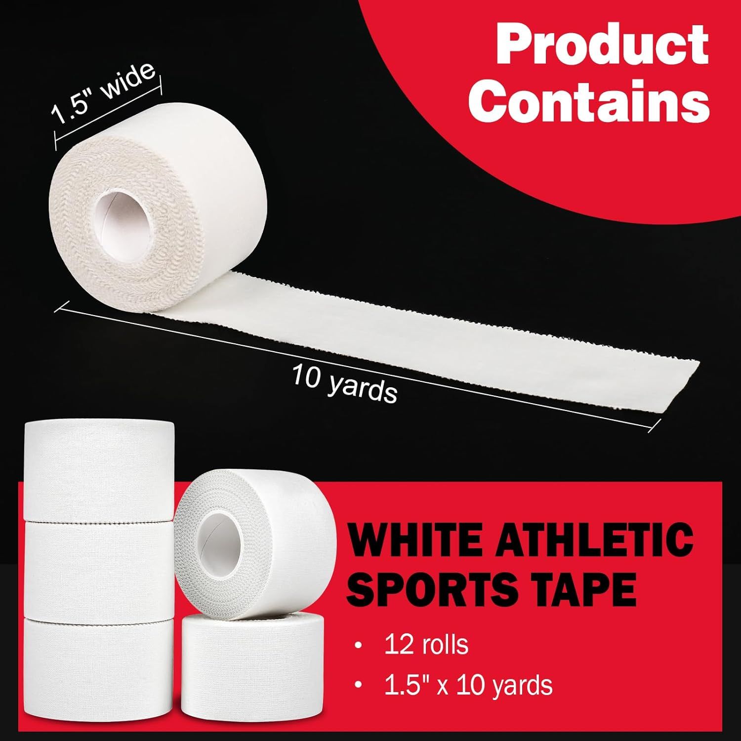Medical Trainers Tape for Injuries, Wrist Ankle Finger 12-Tape