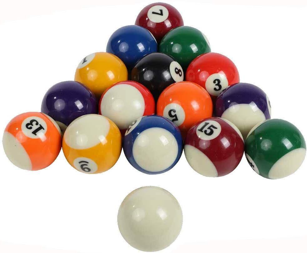 Billiard Ball Set Mini Size 1-1/2 Inch Pool Balls Set Complete 16 Balls Set American Style Resin Balls Pool Table Accessories for 6FT Pool Table