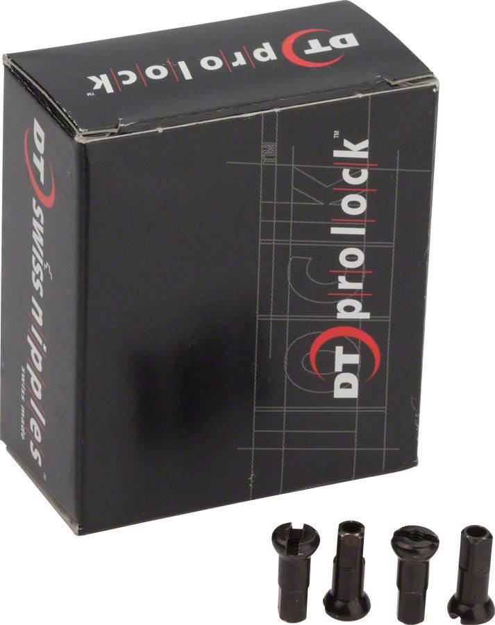 DT Swiss Pro Head Pro Lock Brass Nipples: 2.0 x 12mm, Black