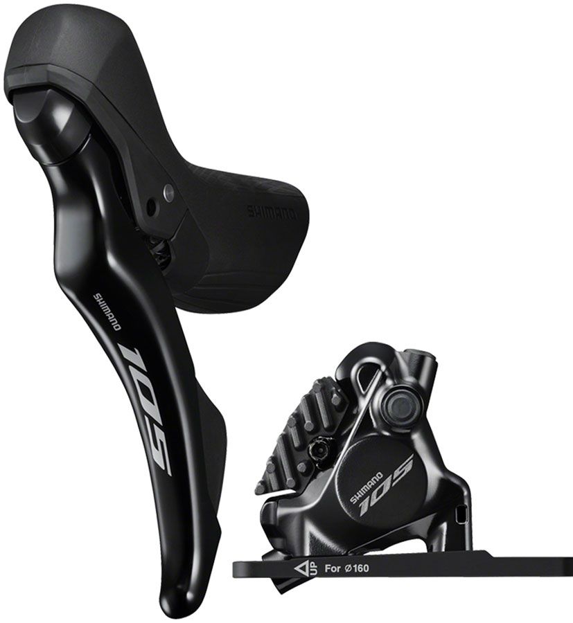 Shimano 105 105 ST-R7120-L Shift/Brake Lever with BR-R7170 Hydraulic Disc Brake Caliper - Left/Front, 2x, Flat Mount