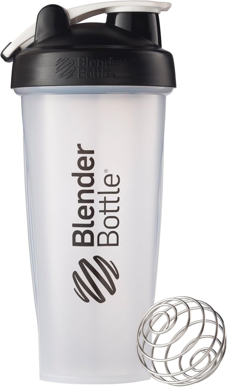BlenderBottle Classic Shaker Workout, 28-Ounce, Clear/Black/White