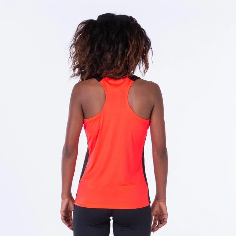 Joma Tank Top Record II Lady Fluor Orange Black Lateral