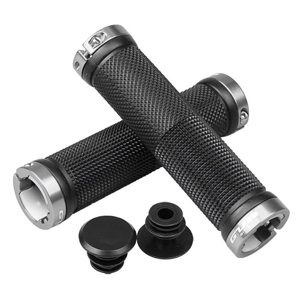 GUB Bike Grips Lockable MTB Road Bike Rubber Handlebar Grips Anti-slip Silver