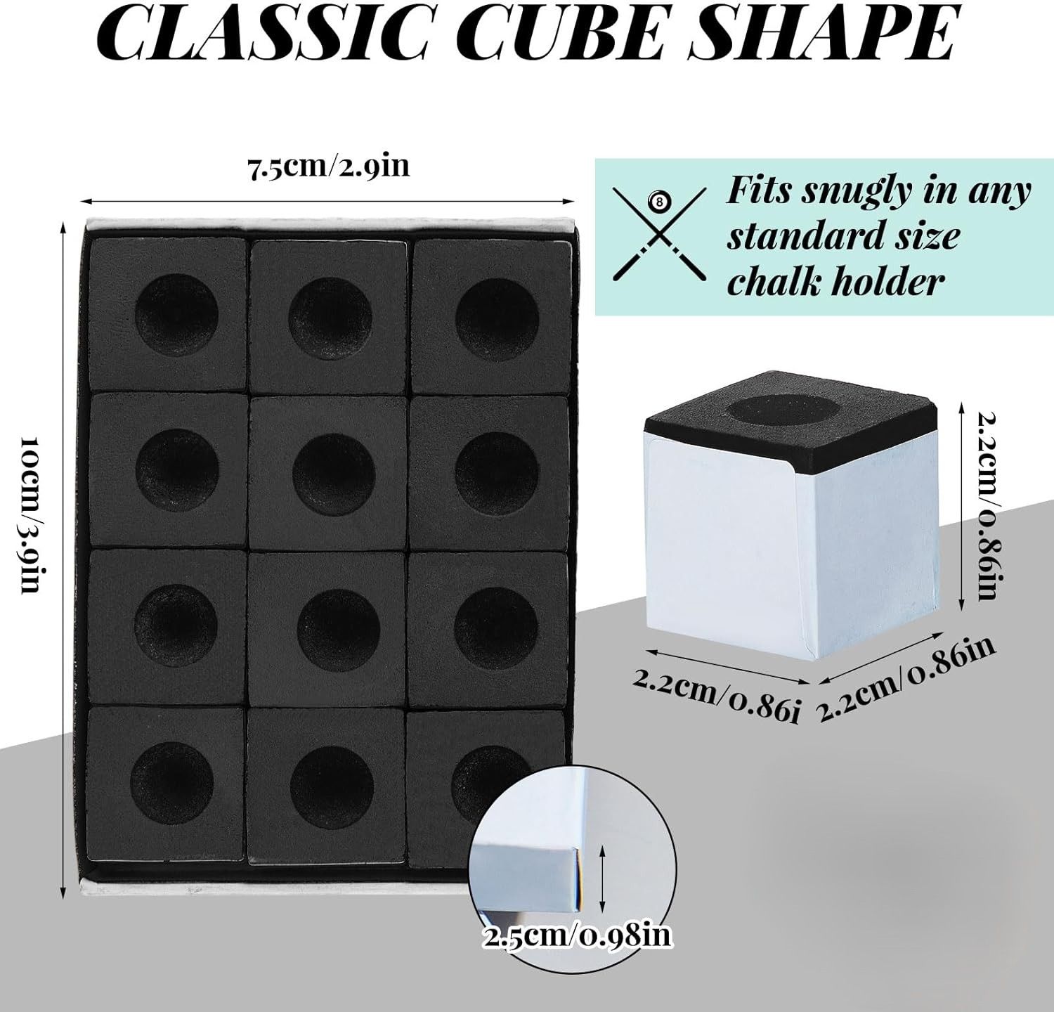 Pool Chalk Cubes Black 12pcs