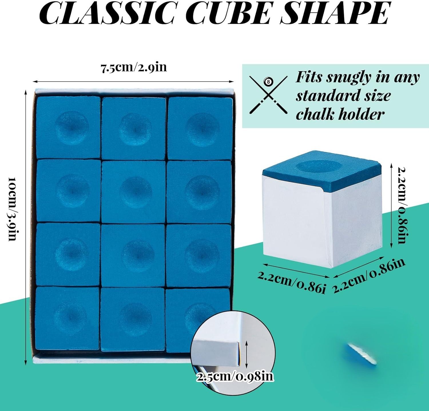 Pool Chalk Cubes Blue 12pcs