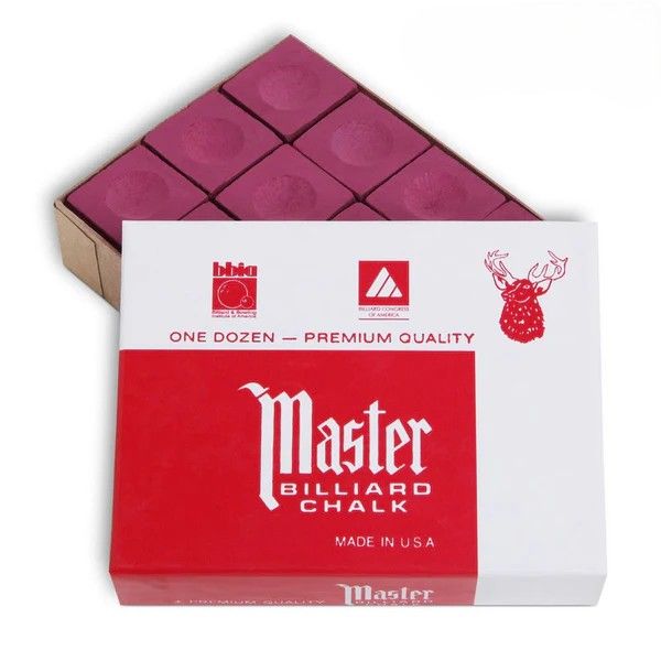 Master Billiard Pool Cue Chalk Premium Quality Burgundy - 1 Dozen