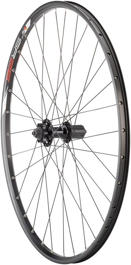 Quality Wheels Value Double Wall Series Disc Rear Wheel - 29&quot;, QR x 135mm, 6-Bolt, HG 10, Black, Clincher, 32H