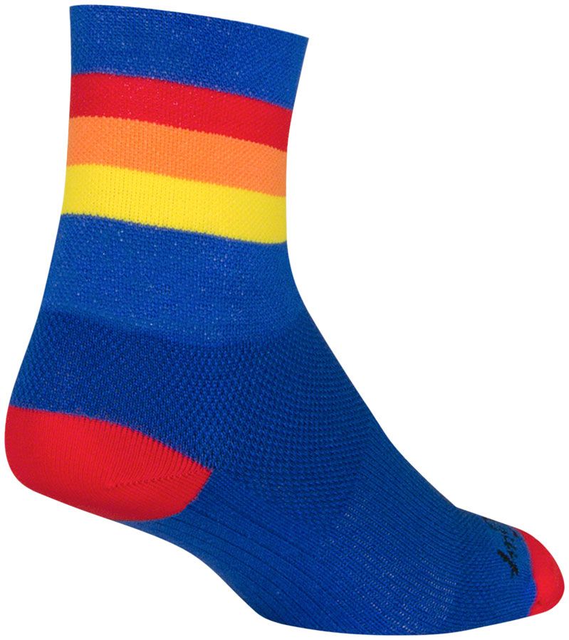 SockGuy Classic Vintage Socks - 4&quot;, Blue/Red/Orange/Yellow, Small/Medium